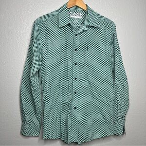 Cinch Western Wear Modern Fit Teal Polka Dot LS Button Front Shirt Mens Size M
